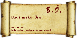 Budinszky Örs névjegykártya